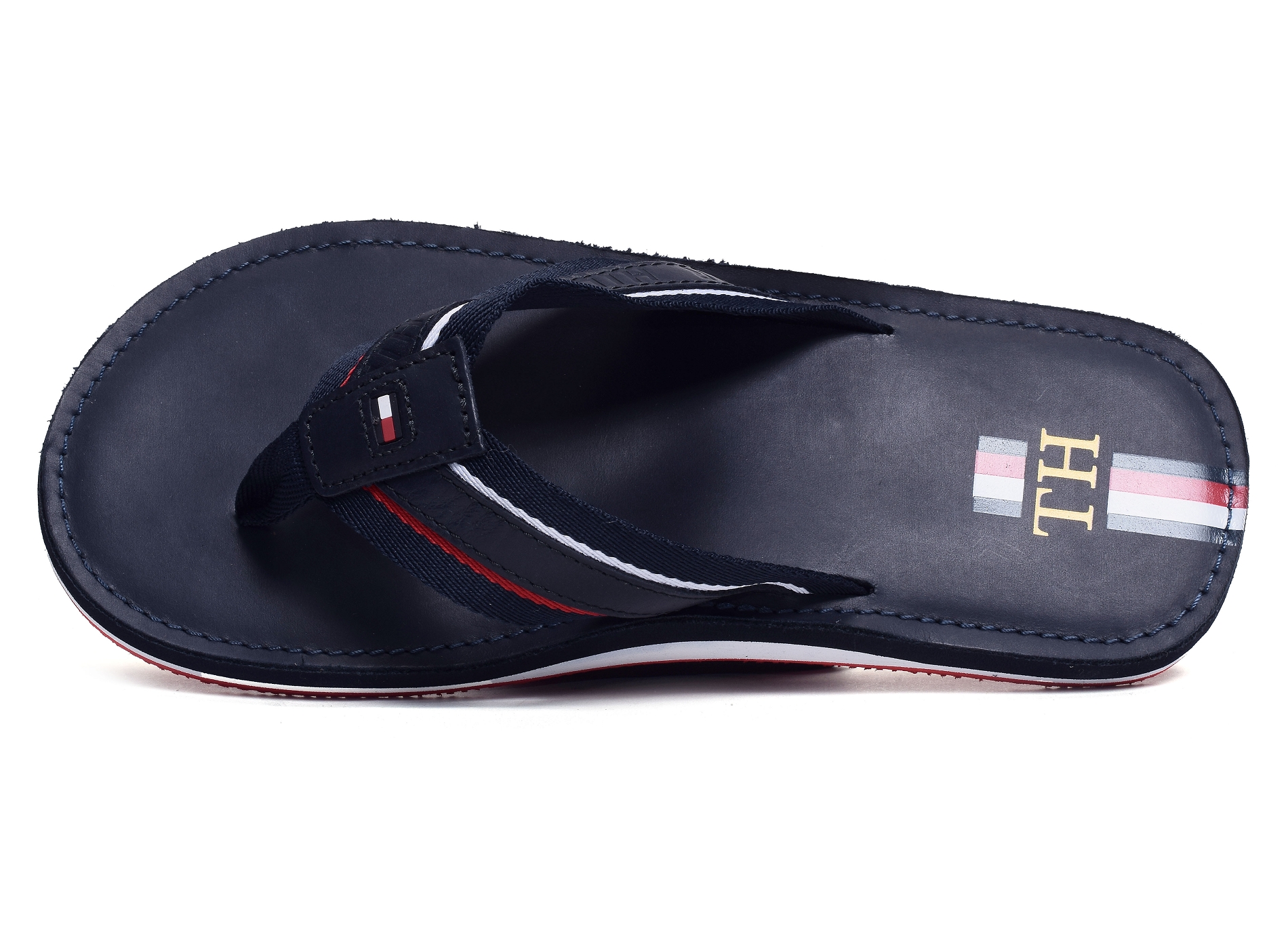 Elevated leather beach sandal 3384 marine