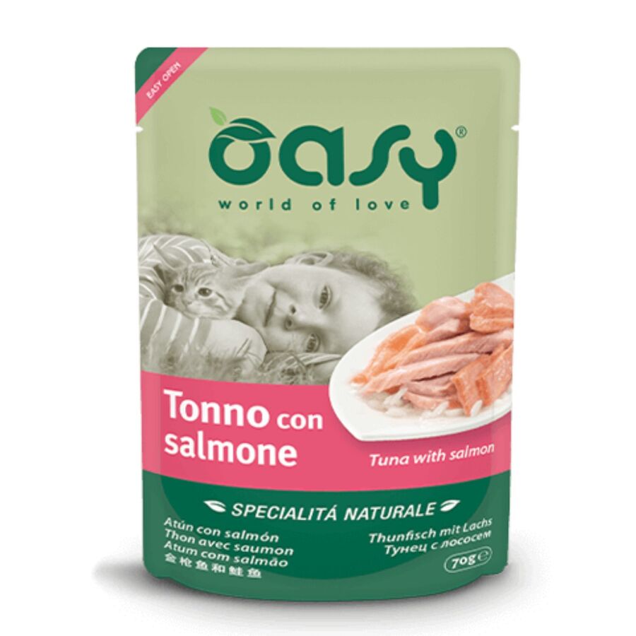 Sachê de gelatina OASY CAT 70g sabor atum/salmão