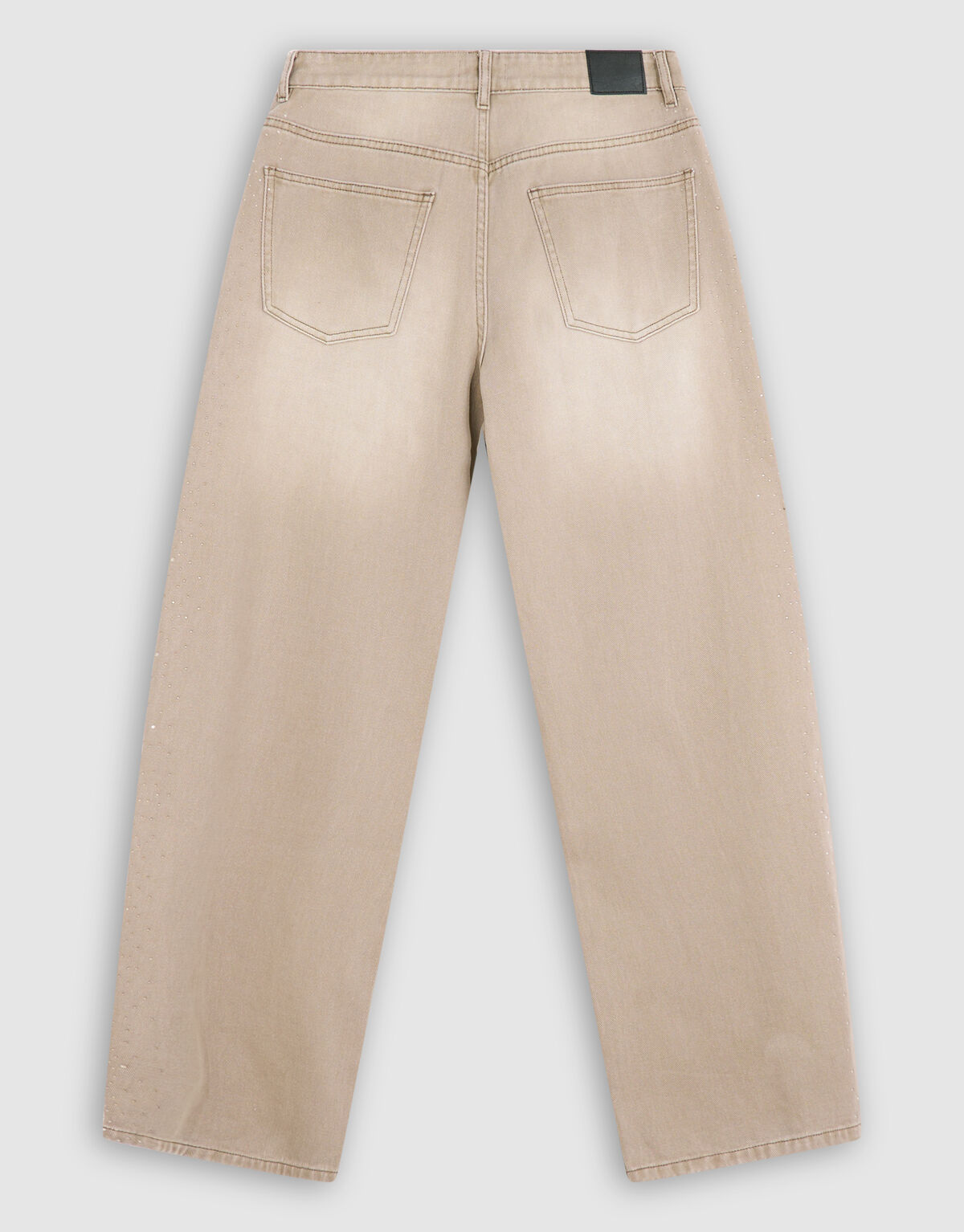 Baggy Fit Strass Jeans Lichtbruin