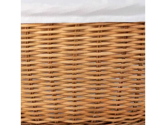 Panier rond en osier avec doublure marron 34x34x16-37h