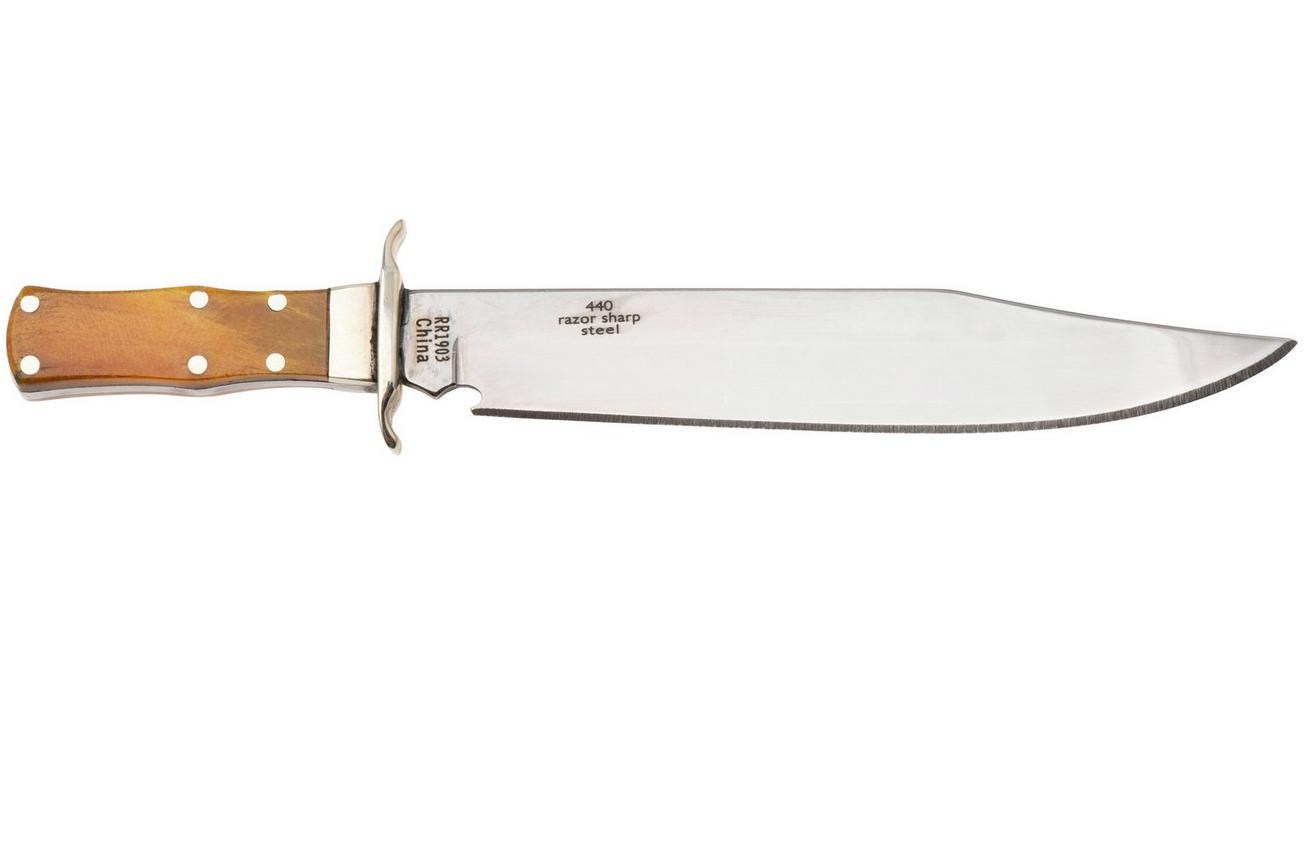 Rough Ryder Mini Spanish Notch Bowie RR1903 Polished 440, Bone, vaststaand mes