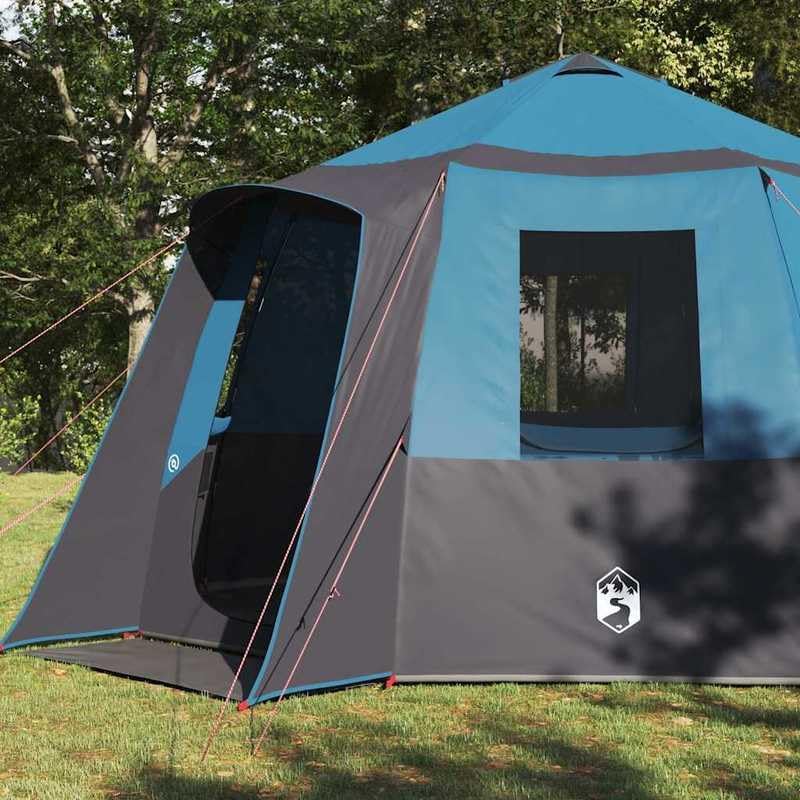 Pavillon-Rahmen Hütten-Zelt 405 x 405 cm mit Dach - Blau/Grau - 185T Polyester mit PU-Beschichtung - Wetterfest & Langlebig für Garten, Camping & Outdoor
