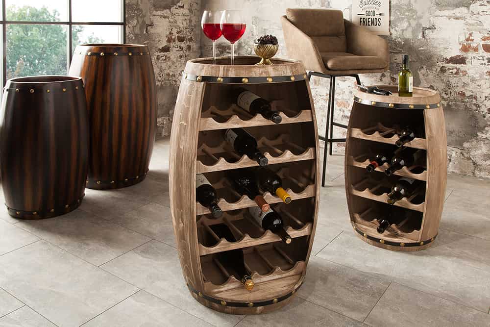 Authentisches Weinregal BODEGA 80cm natur Pinie Weinfass Shabby Chic