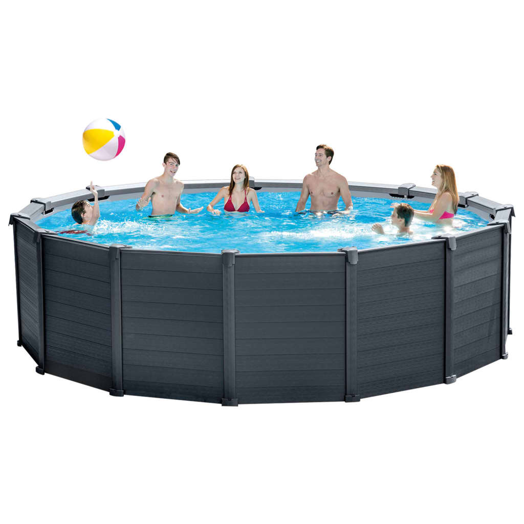 Ensemble de piscine hors sol graphite gray panel 478x124 cm