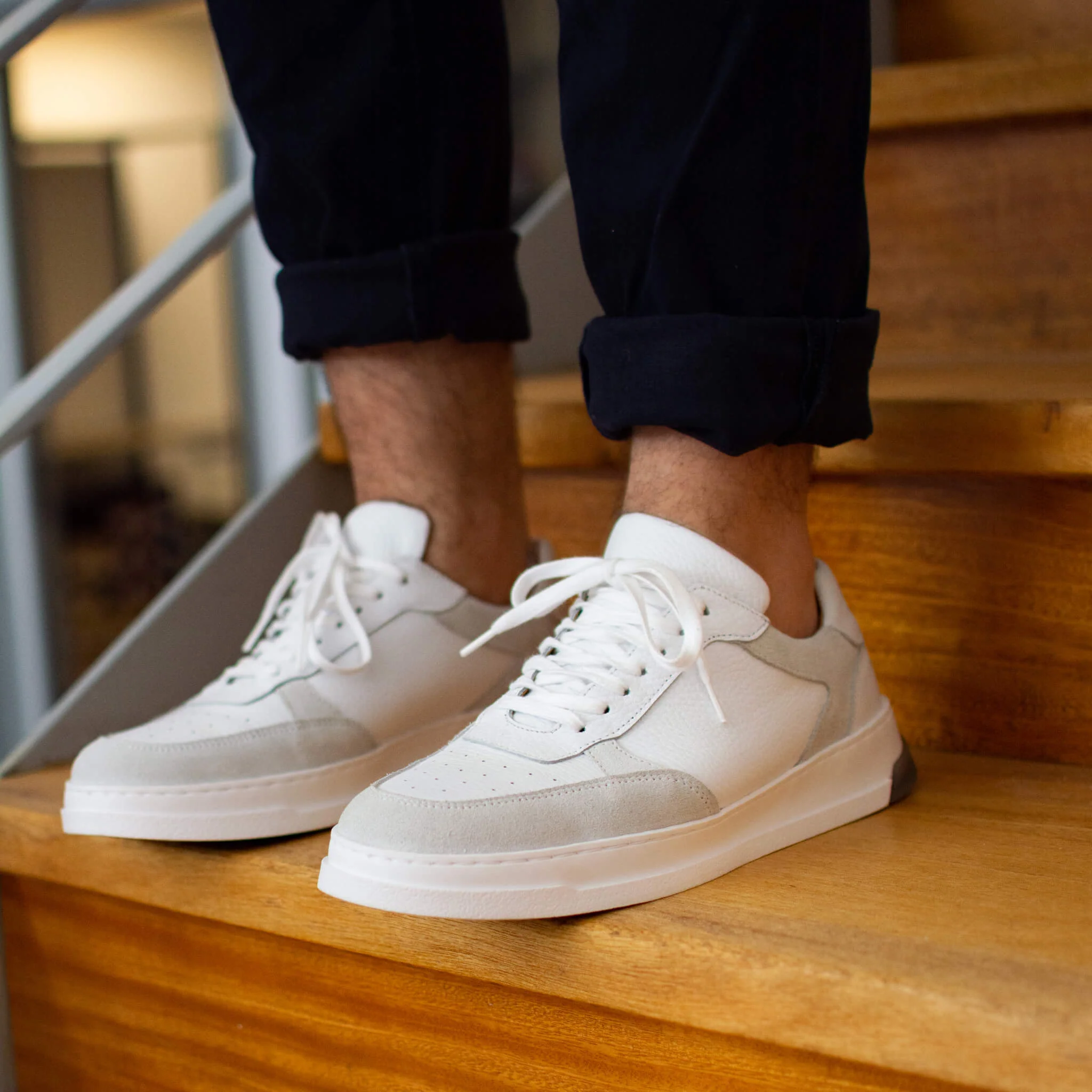 Dutone-Sneakers / Basket en cuir blanc