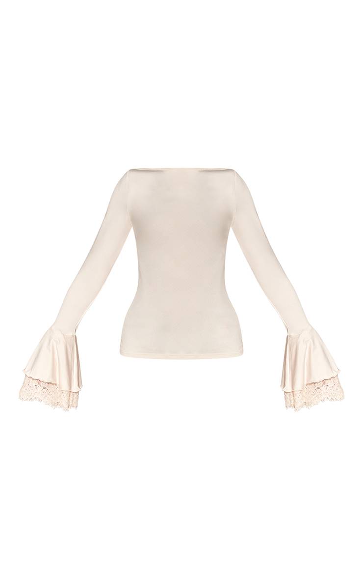 Crème Manche Évasée En Tissu Fluide Avec Détail En Dentelle