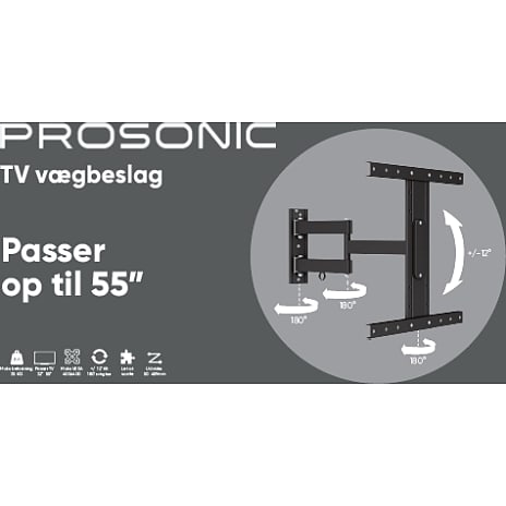 Prosonic PRO0156 drejbart TV vægbeslag til 32