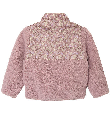 Name It Fleecejakke - Teddy - NmfMinna - Woodrose m. Blomster
