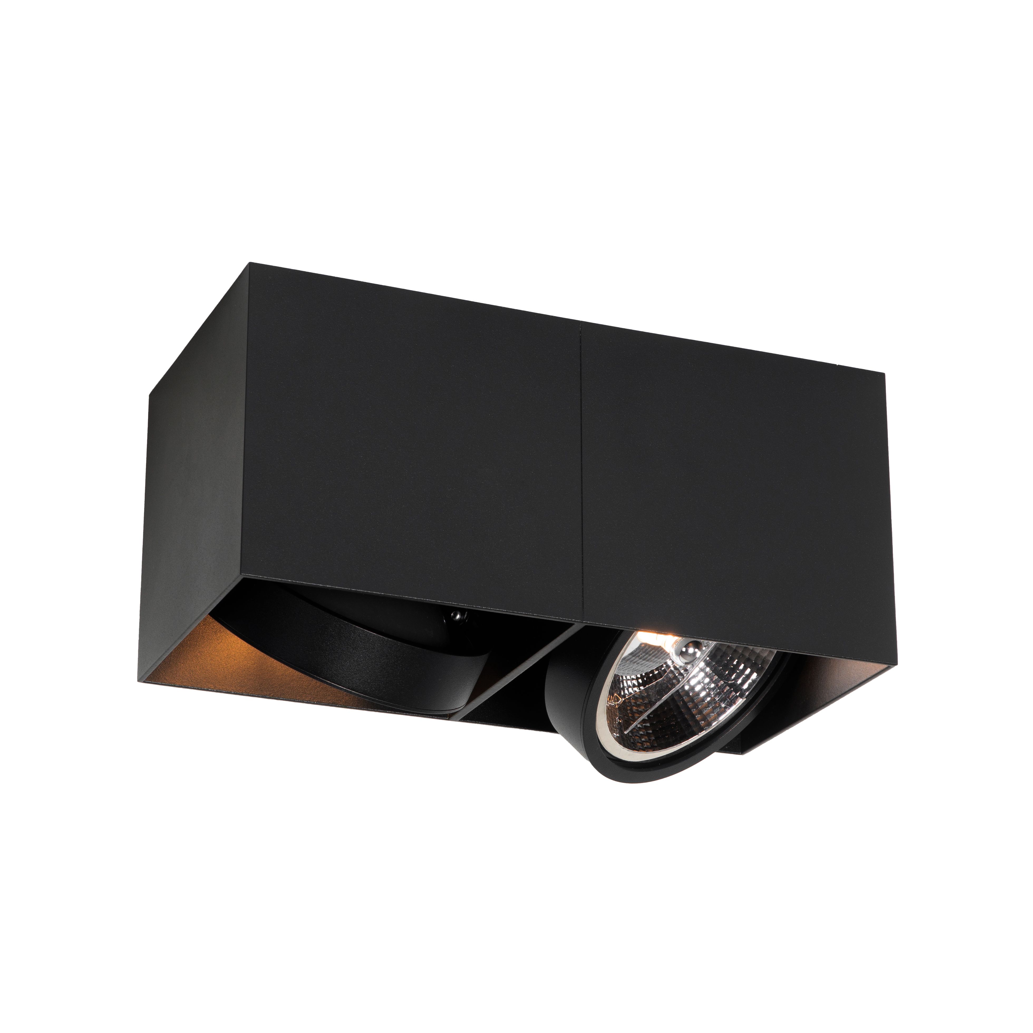 Design spot zwart rechthoekig AR111 2-lichts - Box