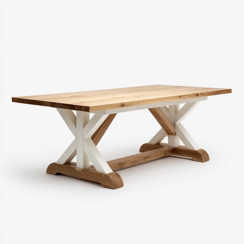 Esstisch Massivholz 200x100x75 cm – Eiche/Weiß – Landhausstil