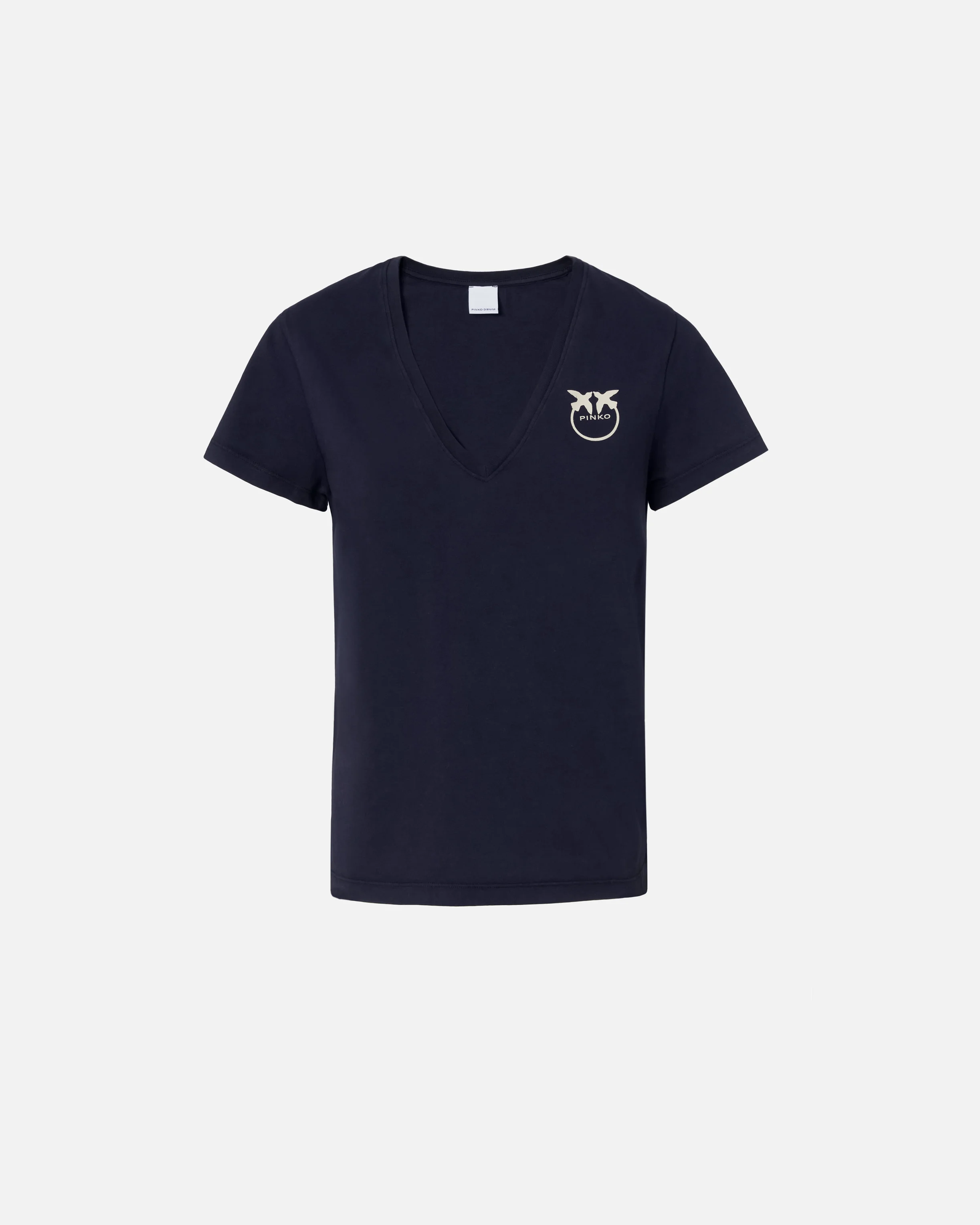 T-shirt col v à logo imprimé | Bleu