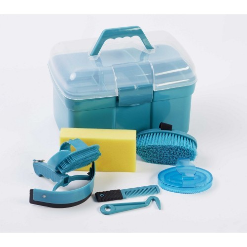 Kit de higiene para cavalos com 10 peças, cor verde-azulada