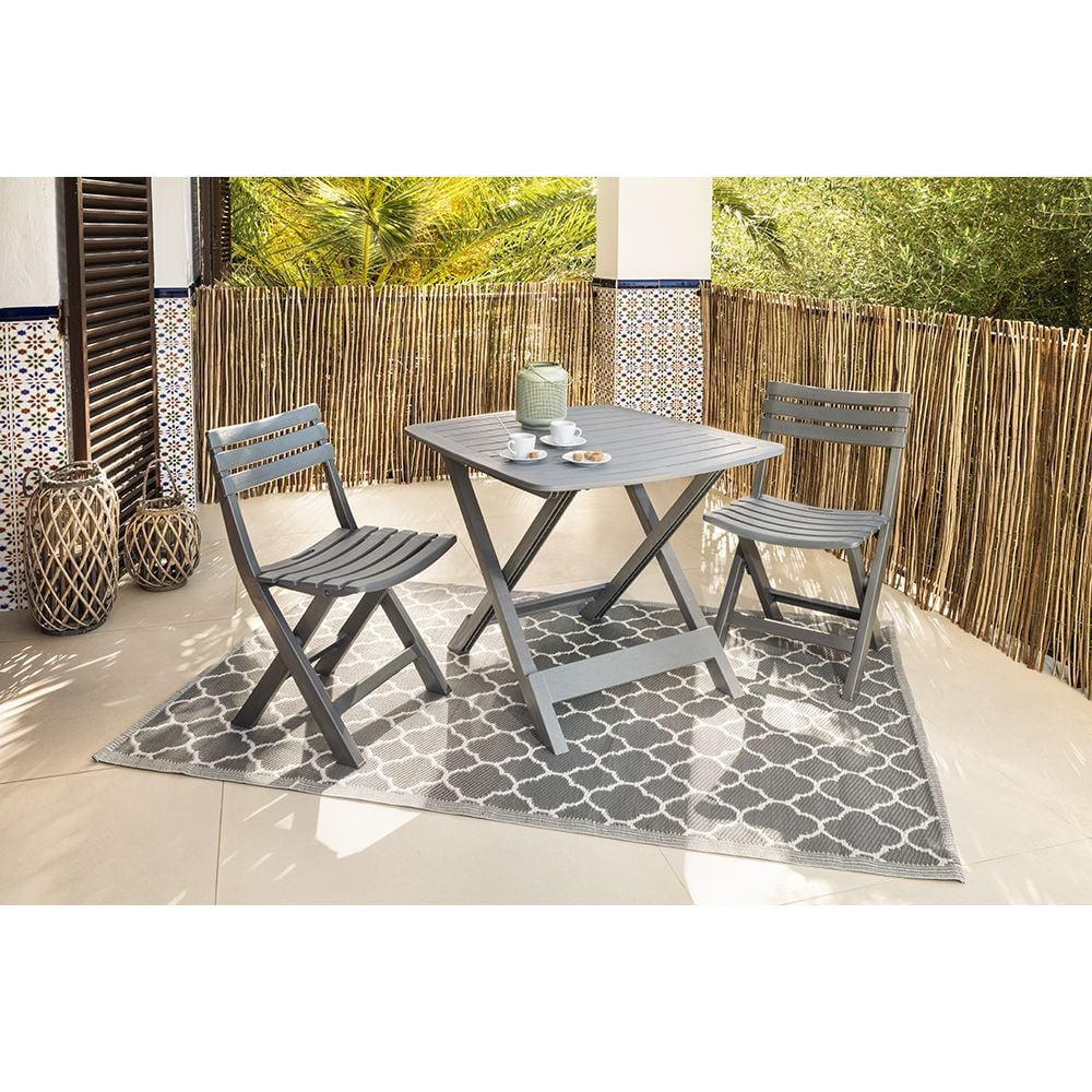 Table de jardin 2 personnes pliante plastique gris Relax