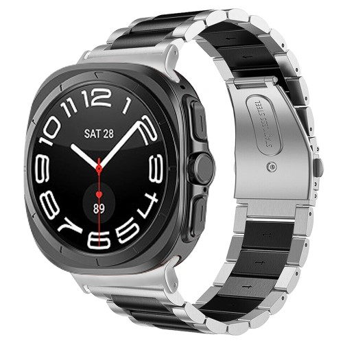 Samsung Galaxy Watch Ultra (47mm) Edelstahl Armband mit Butterfly Verschluss - Silber / Schwarz