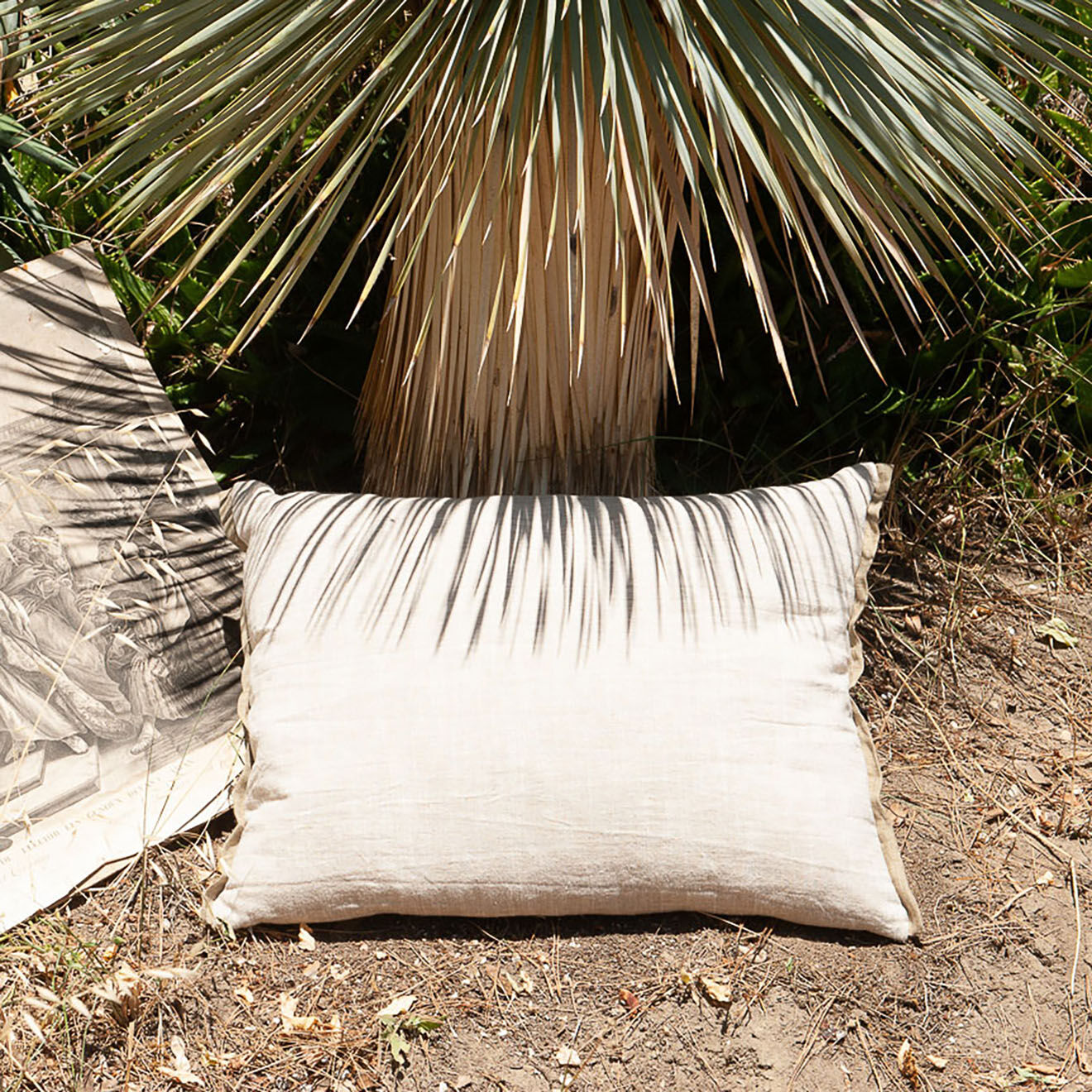 En Fil d'Indienne Housse de coussin Varanasi tweed de lin naturel - 40x55 cm