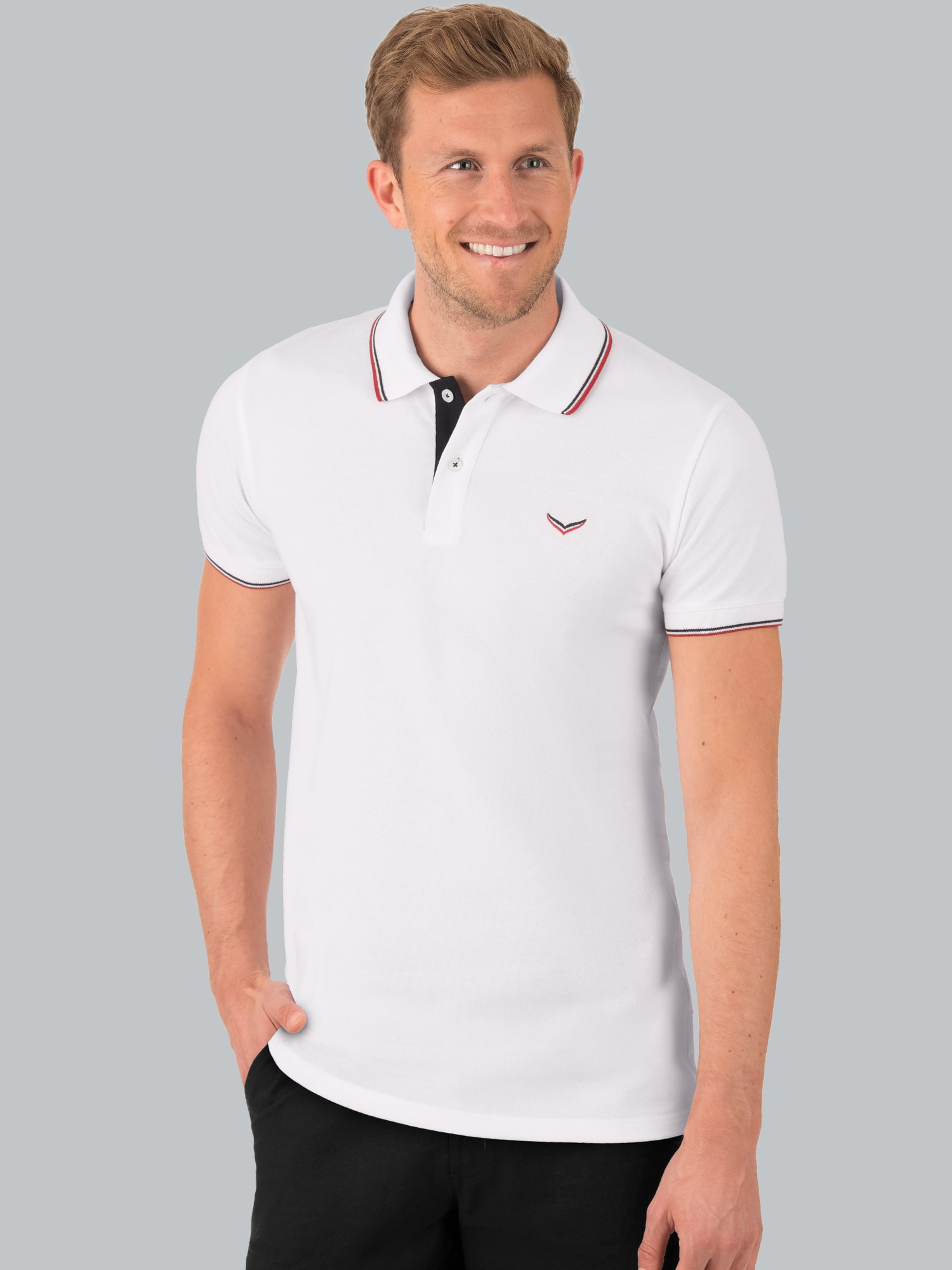 Dreifarbiges Polohemd Weiss