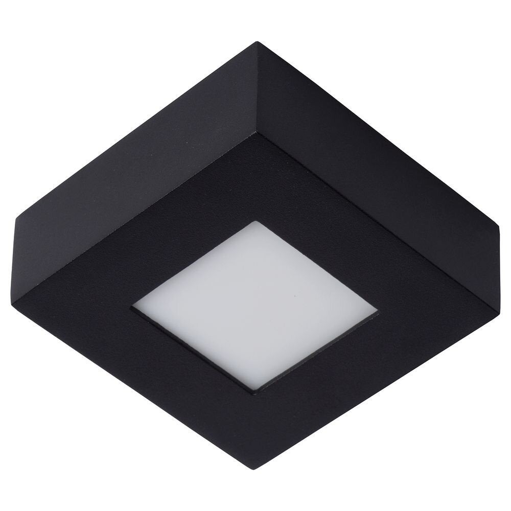 Brice LED plafondlamp in zwart, 8W, 3000K, 362lm, IP44, 108mm vierkant