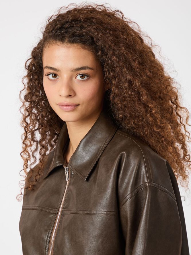 Neo Noir Titan Faux Leather Jacket Dark brown