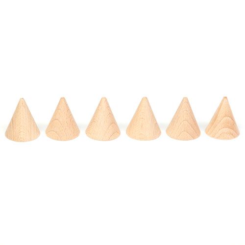 Grapat houten kegels - naturel (6st)