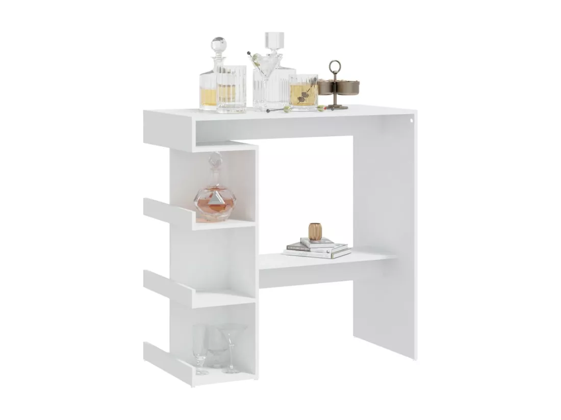 Table de bar étagère de rangement Blanc 100x50x101,5 cm