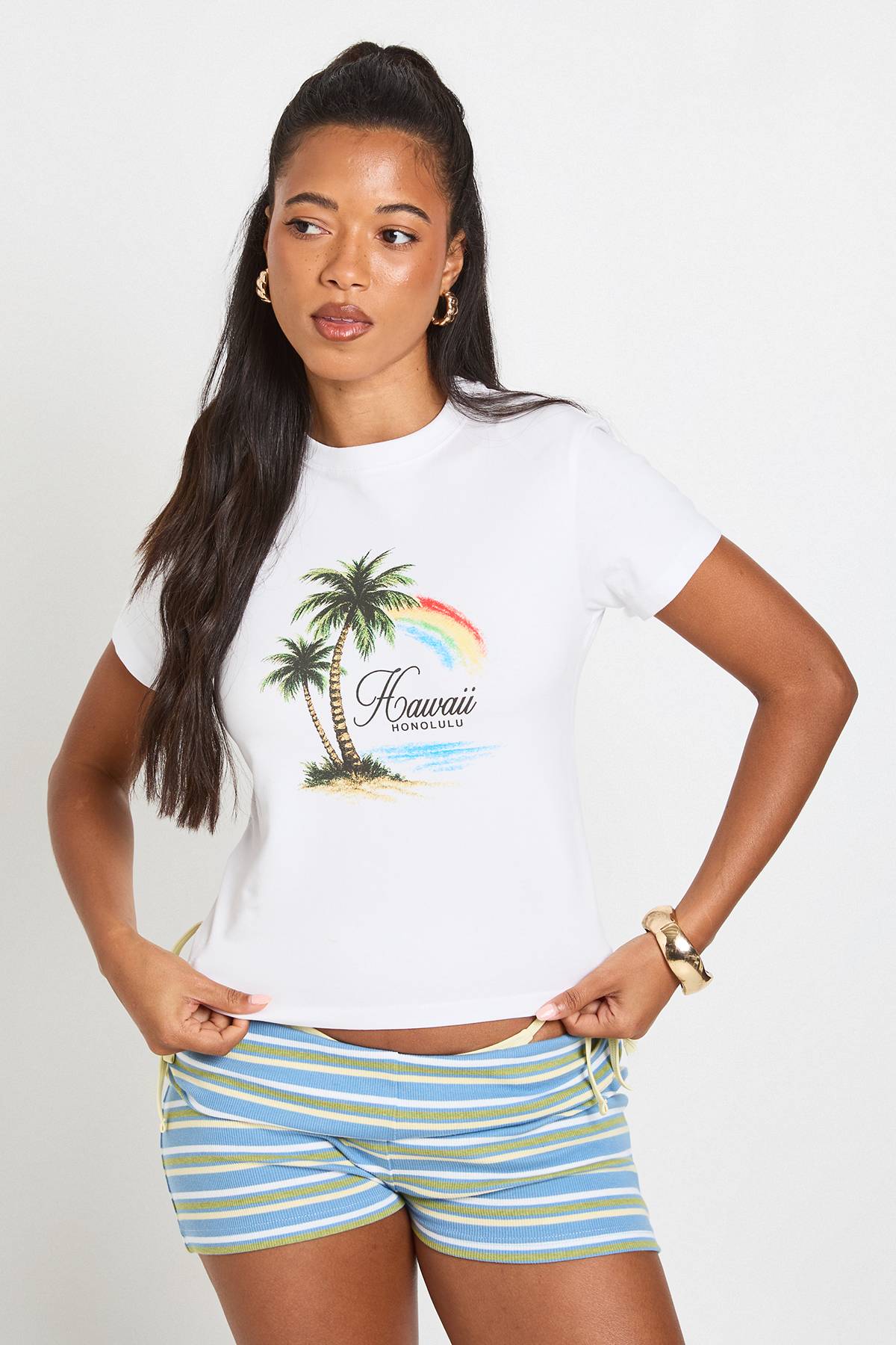 boohoo T-shirt Court Palmier Hawaii