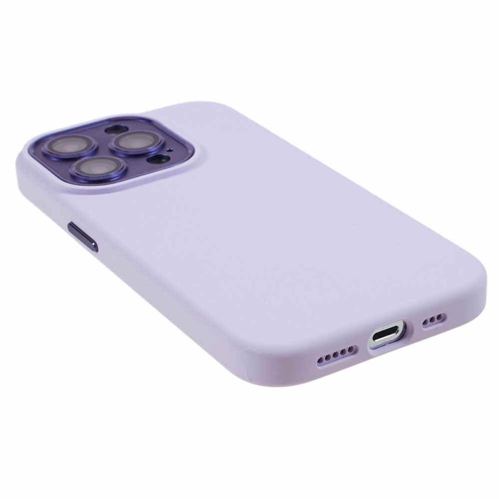 iPhone 15 Pro Max Silikon Hardcase Hülle mit Alu Kamerarahmen - Lila