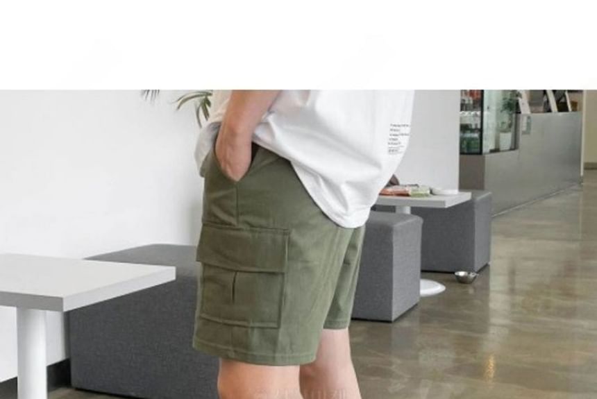 SeoulPop - Effen cargoshorts met trekkoordtaille