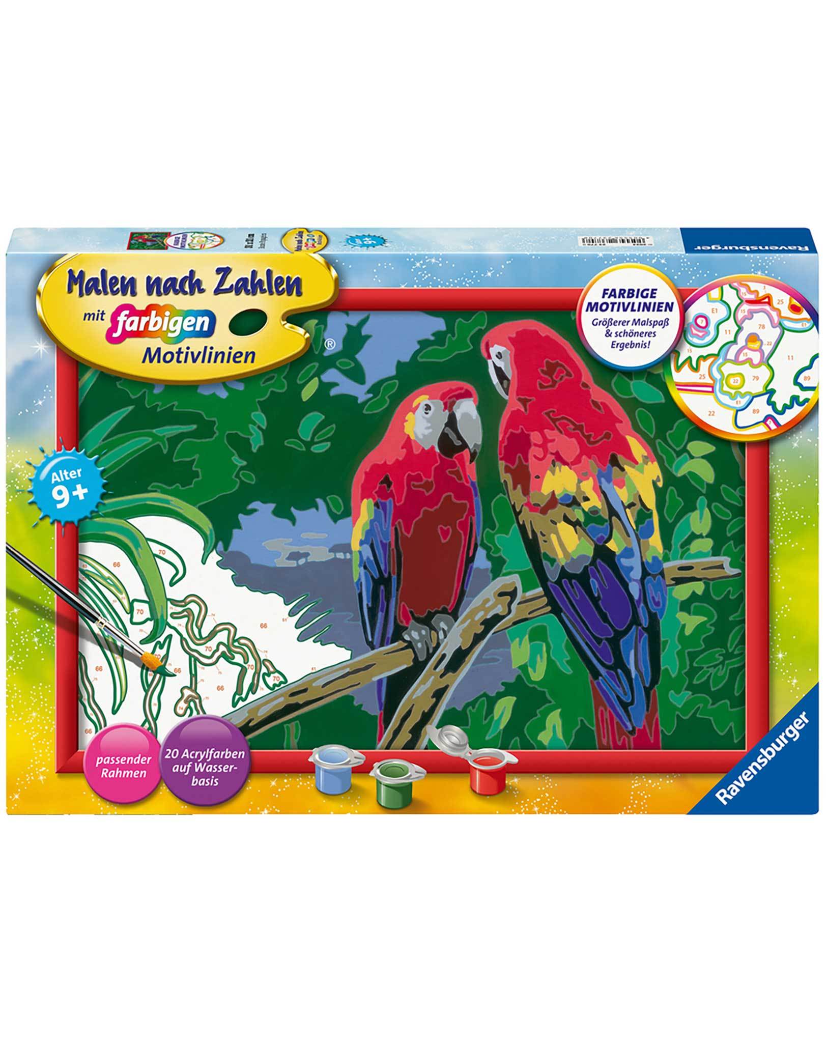 Malen nach Zahlen BUNTE PAPAGEIEN