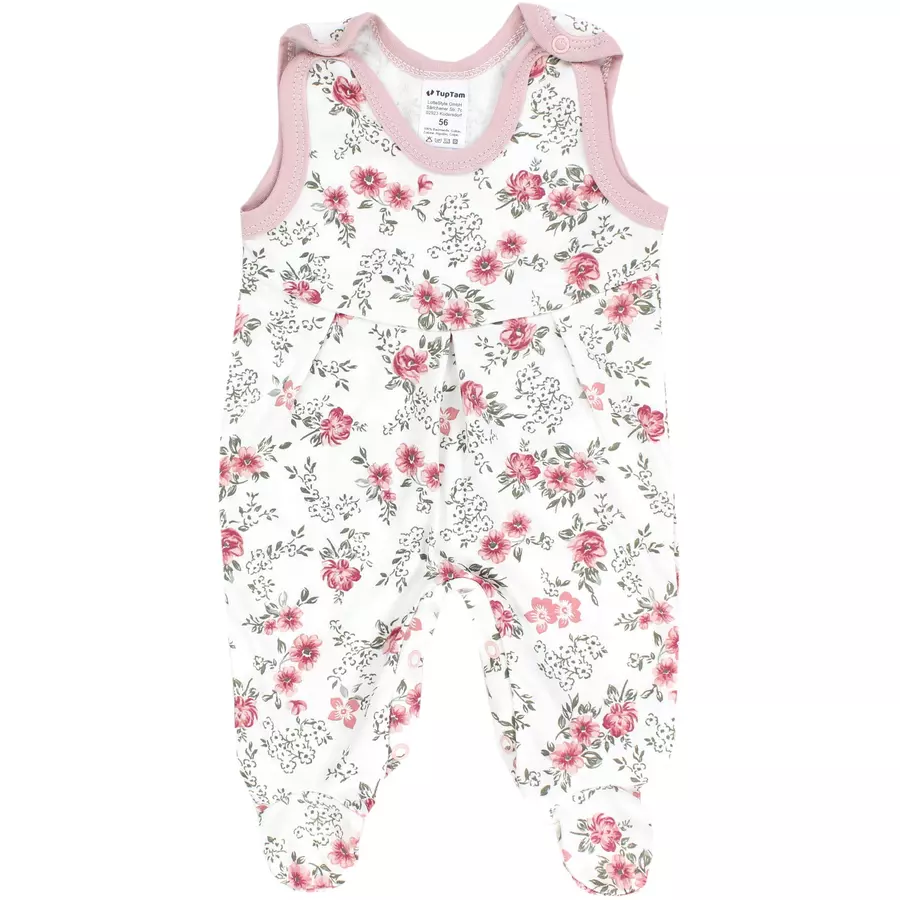 TupTam Baby Mädchen Strampler mit Fuß 3er Pack weiß