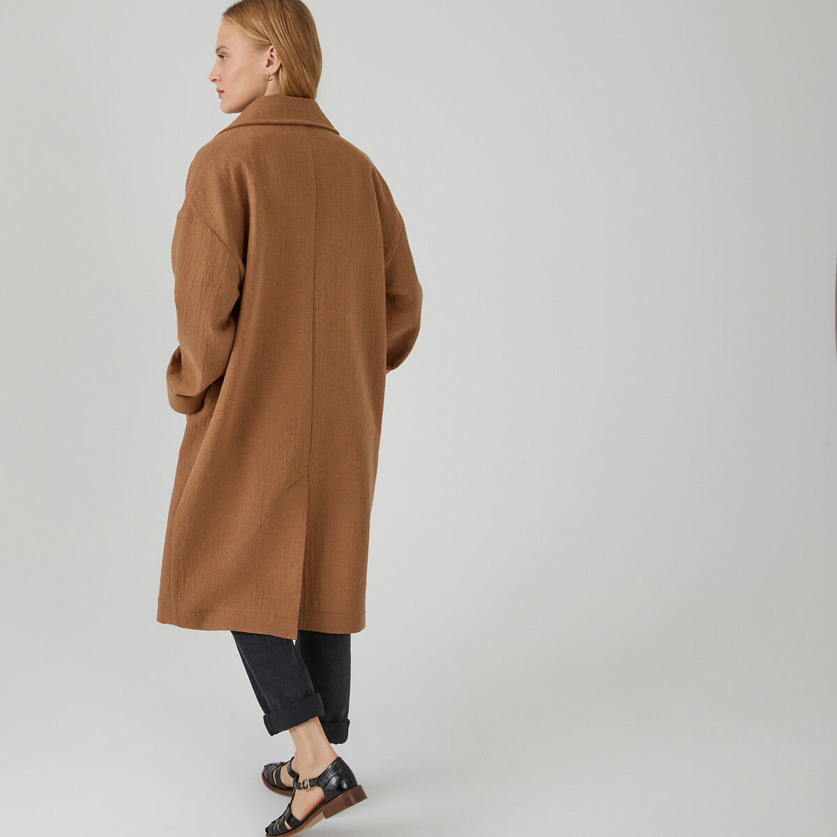 COLEÇÕES LA REDOUTE<br>Casaco oversized com fecho de botões