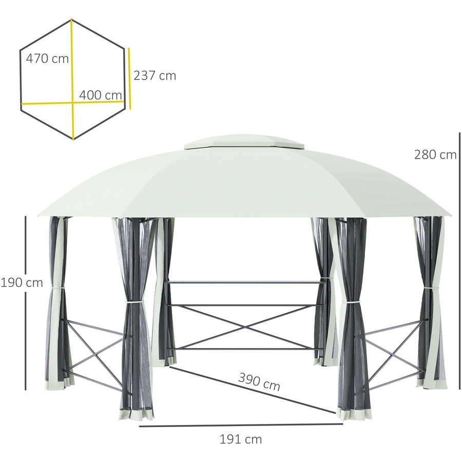 Outsunny Pavillon mit Dach grau