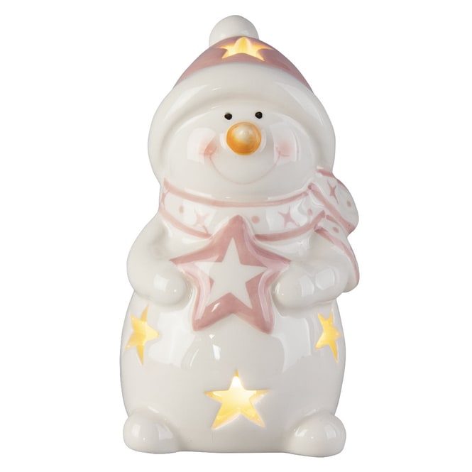LED-Schneemann - aus Dolomit - ca. 6,5 x 6,5 x 11,5 cm
