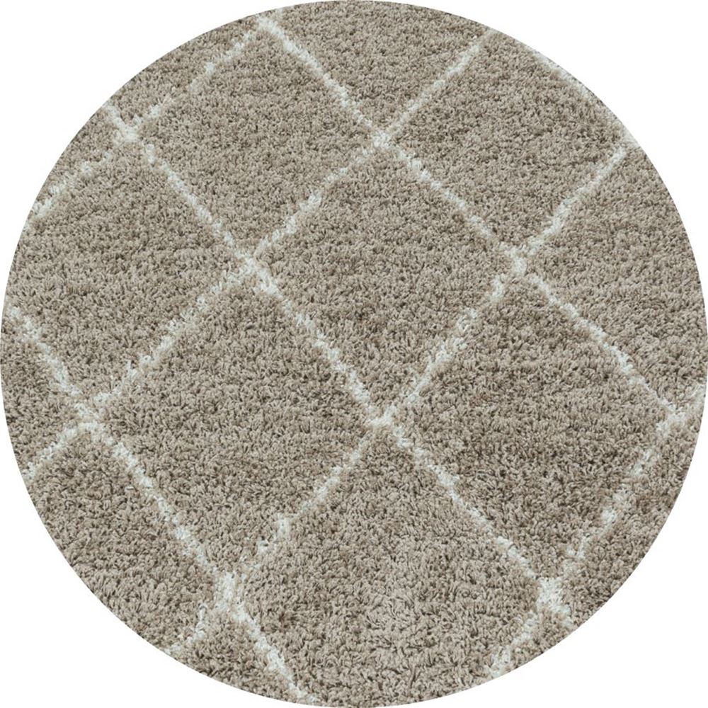 Moderner Runder Hochflor Teppich - Skandinavischer Stil mit Rautenmuster