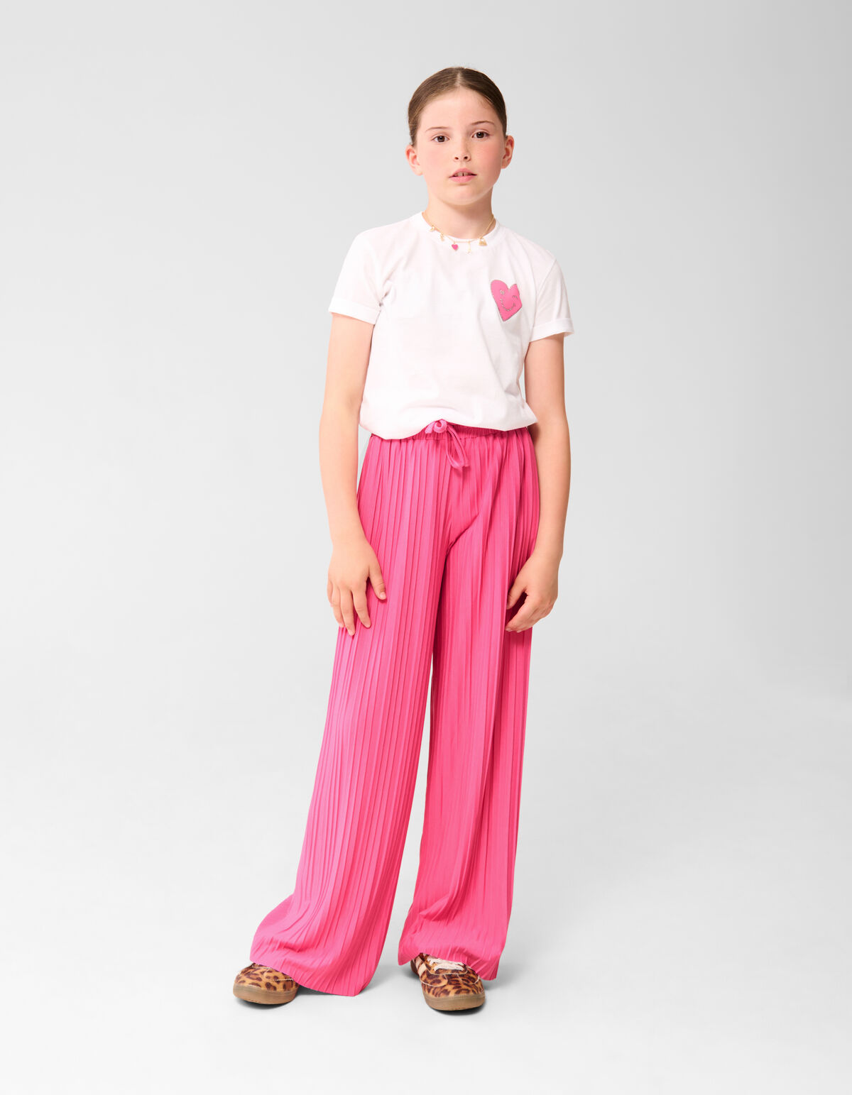 Plissé Wide Leg Broek Roze