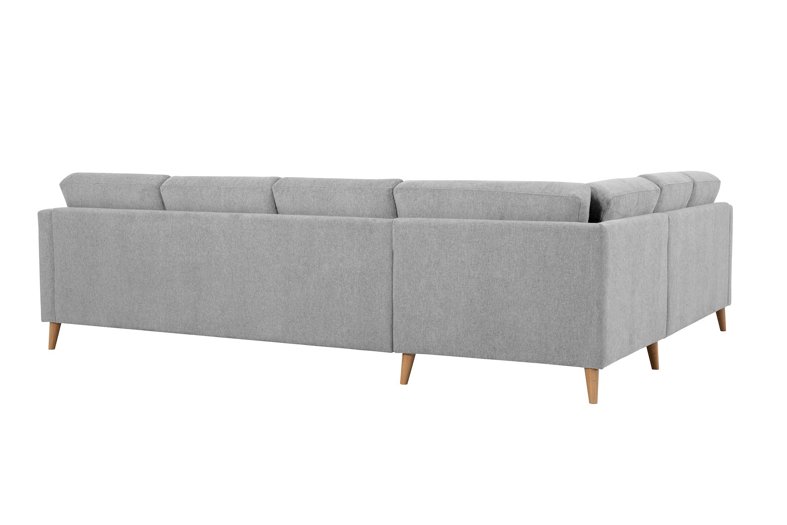 Eden hjørnesofa 23 hjørne i tekstil Thor 3/1 Light Grey med ben i eik natur (15137).