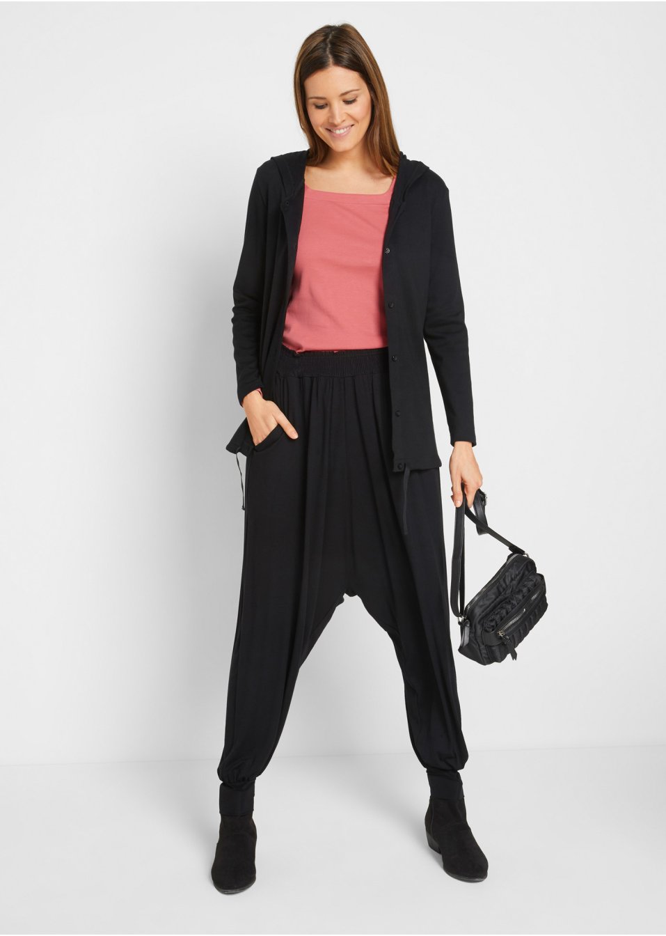 Pantalon sarouel en jersey avec taille confortable et poches