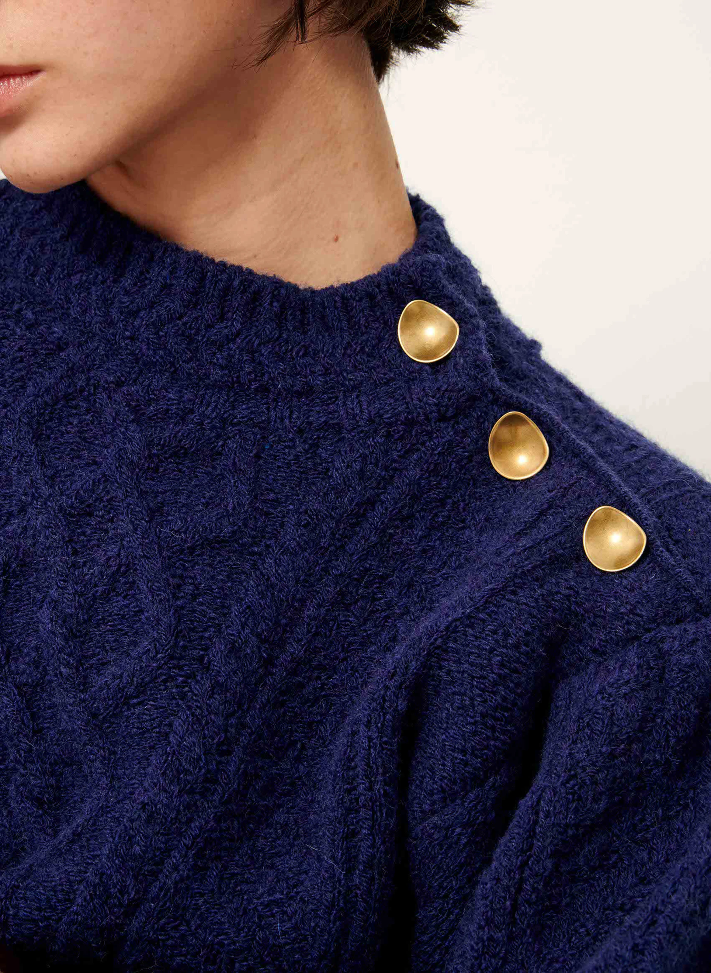 VASCO - Pull col rond en laine| Bleu