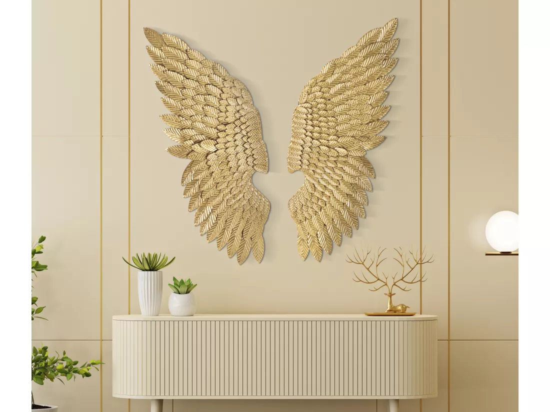 Panneaux Décoratifs 3D Ali Beauty - Ensemble de 2 Panneaux Muraux avec Ailes - 37,5x3x100 cm