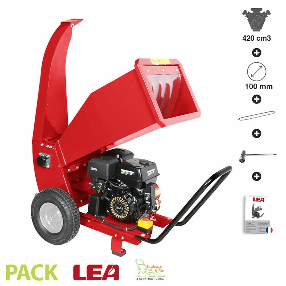 Broyeur déchiqueteur de branches 100 mm moteur puissant 15cv le56420-100 lea
