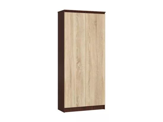 Armoire de rangement AKORD R80 Wengé 80 cm 2 portes façade Chêne Sonoma mat 8 étagères 80x35x180 cm
