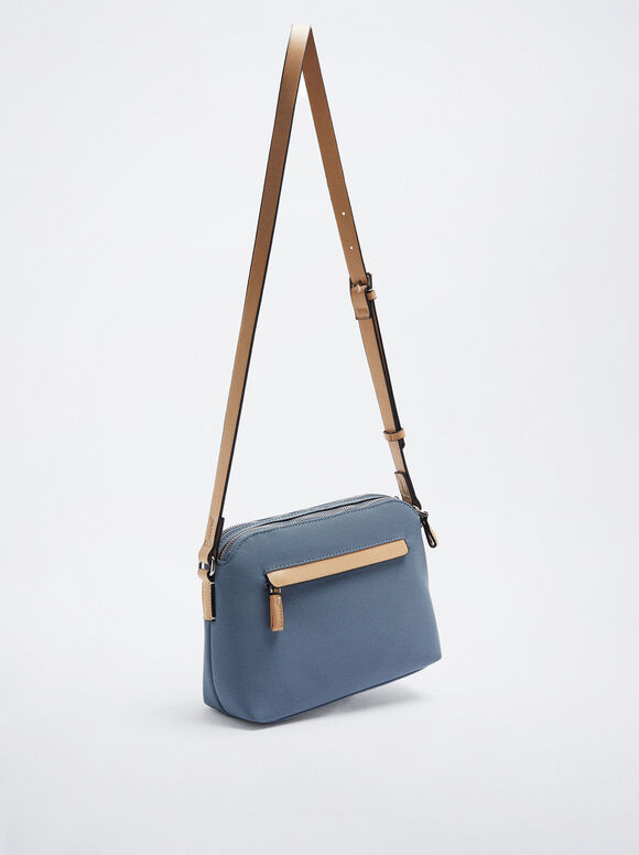 Bolsa de ombro com efeito nylon - Azul