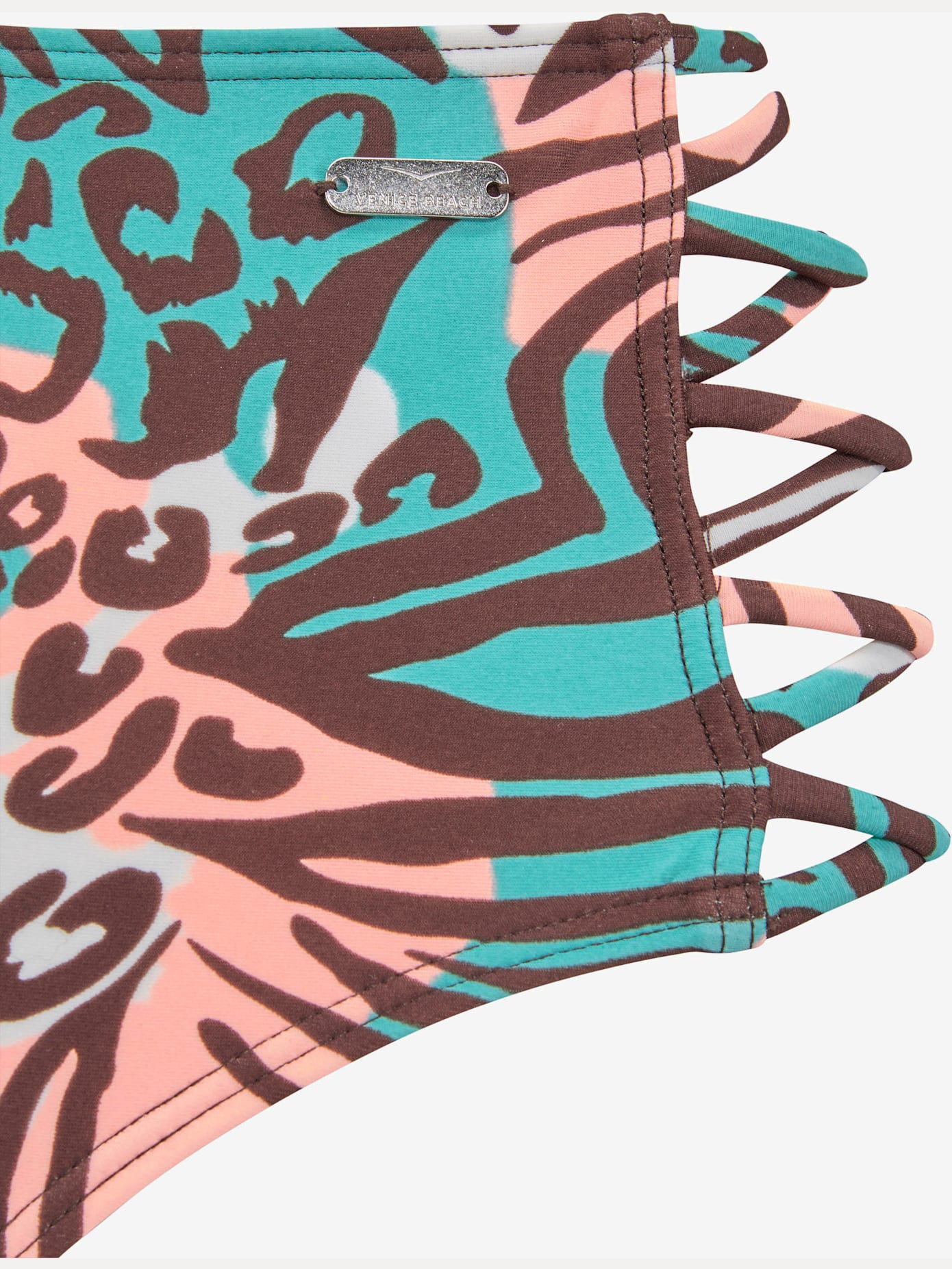 Bas de maillot de bain taille haute imprimé, effet de couleur différent pour chaque pièce