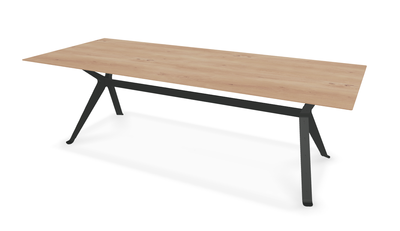 They & Me eettafel Chat recht met afgeronde hoeken - eikenrustiek bianco olie - onderstel TM100 antraciet 240 x 100 x 75 | Eiken Rustiek Bianco Olie | Rechte Rand | Frame TM100 Antraciet
