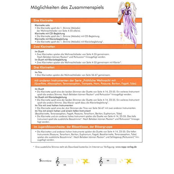 Horst Rapp Verlag Fröhliche Weihnacht mit der Klarinette