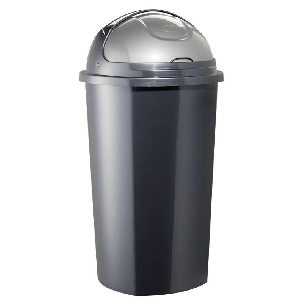 Poubelle à rabat plastique noir gris 50L