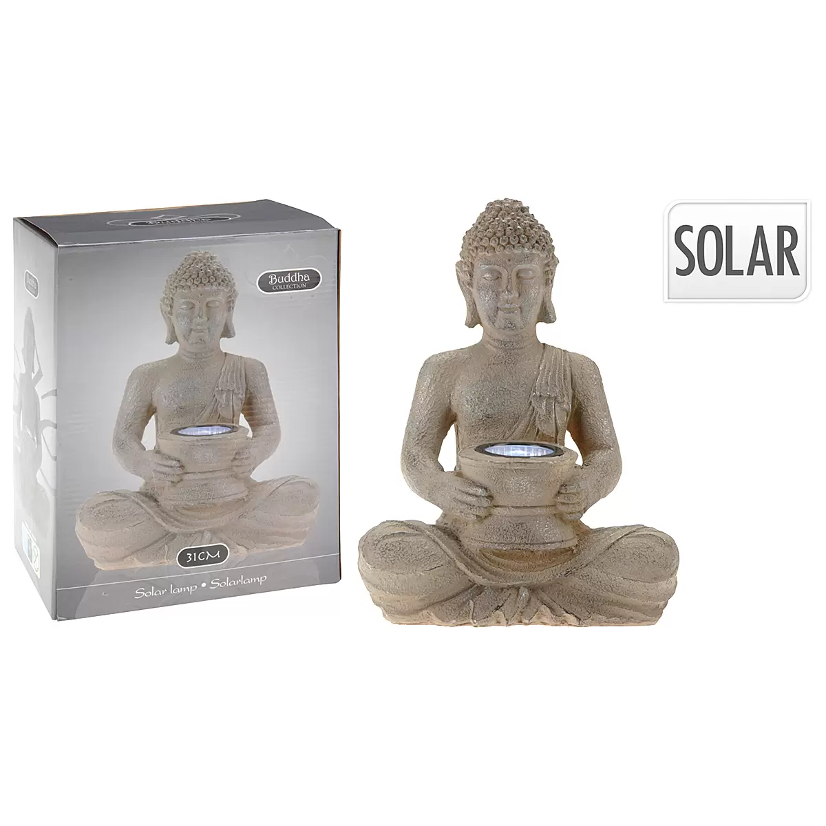 Solarleuchte Buddha Grau