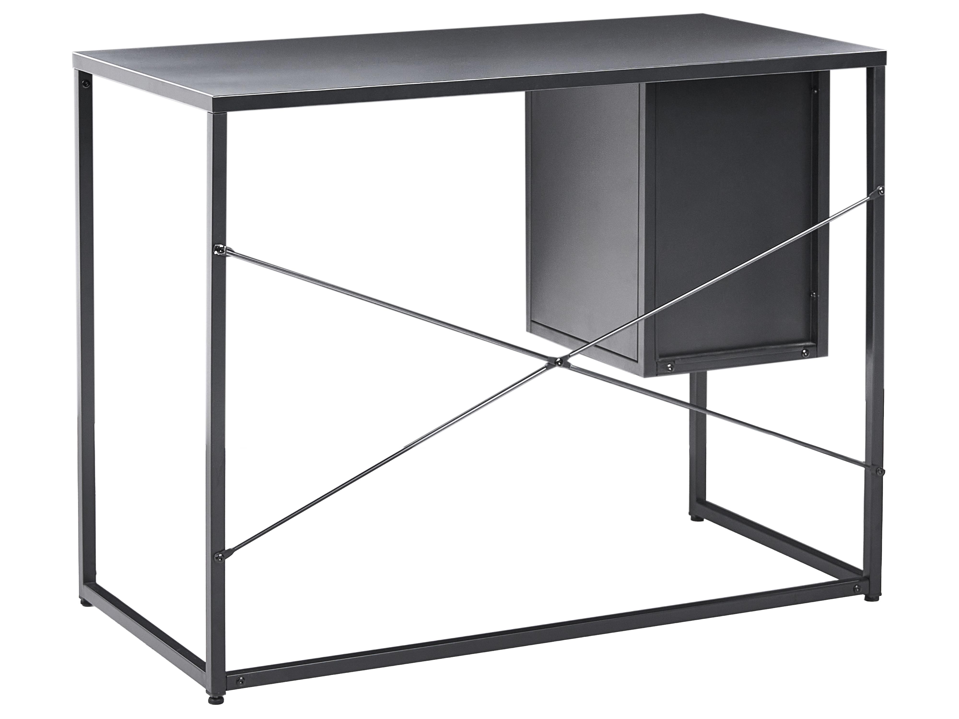 Bureau HARJO Zwart 100 cm 50 cm met opbergruimte