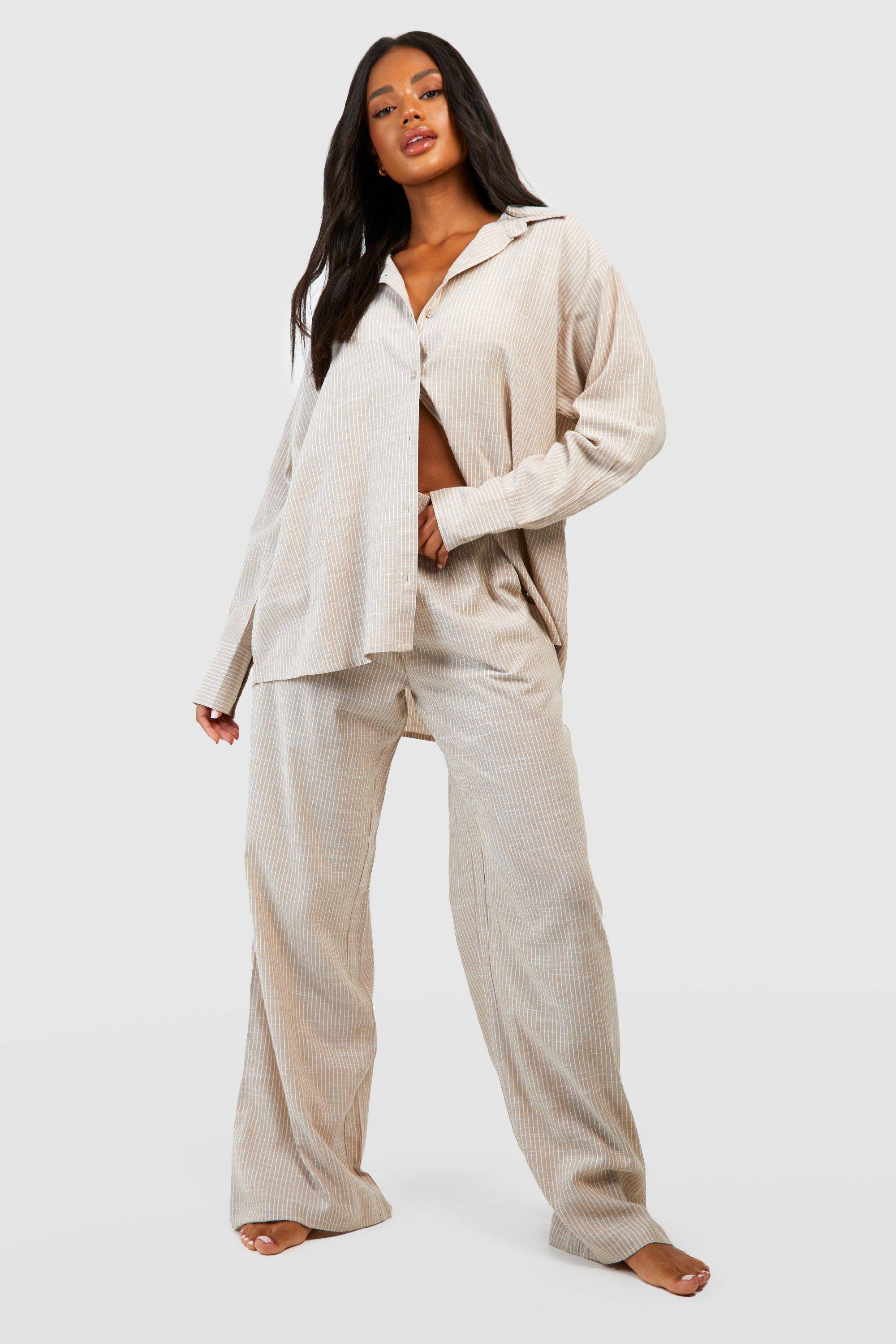 boohoo Pantalon de pyjama en coton à rayures tonales