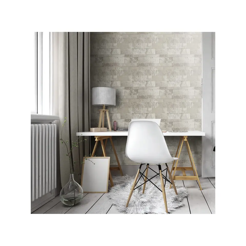 Dutch Wallcoverings - Palma steen lichtbeige - 0,53x10,05m