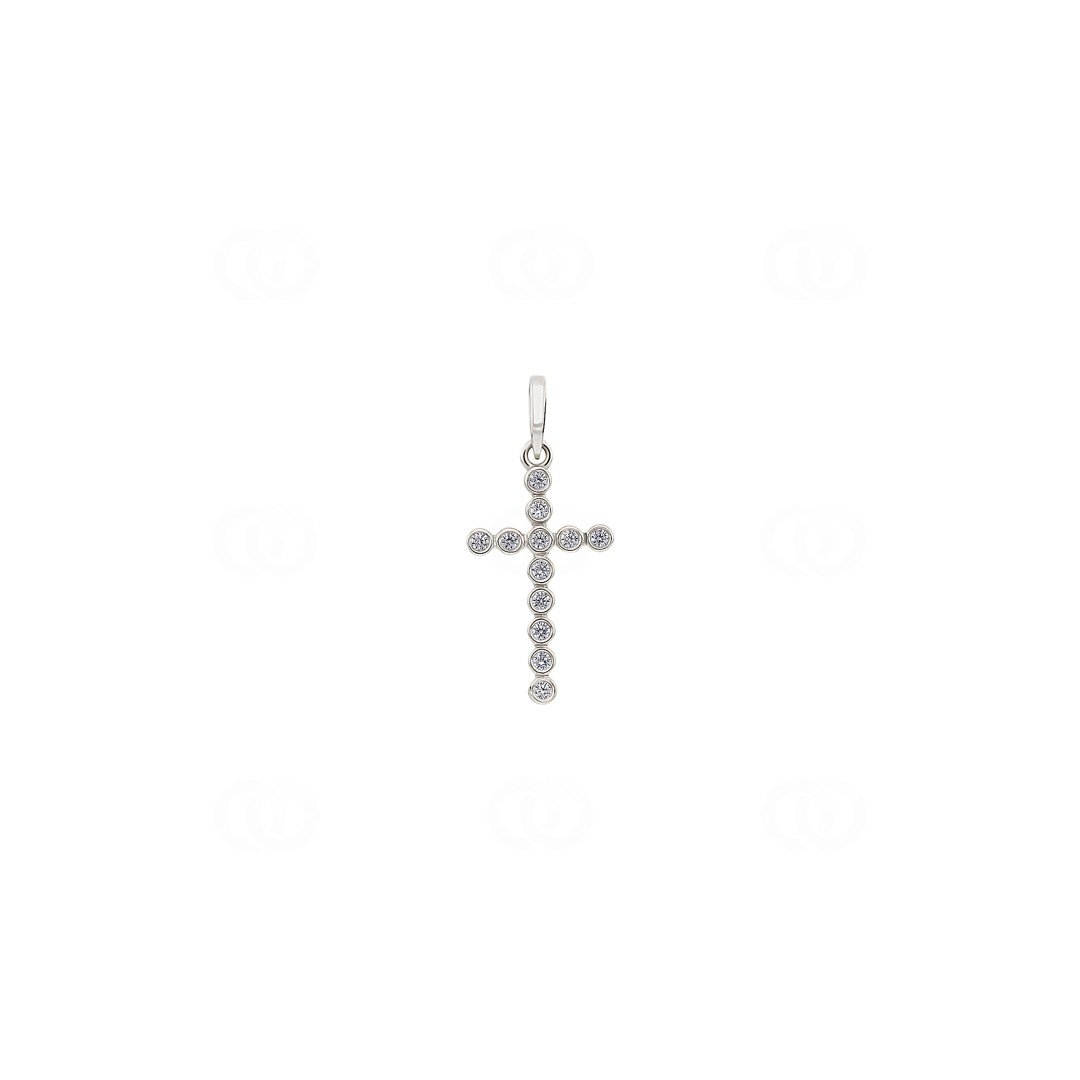 Anhänger 750/18 K Weissgold Kreuz mit Zirkonia